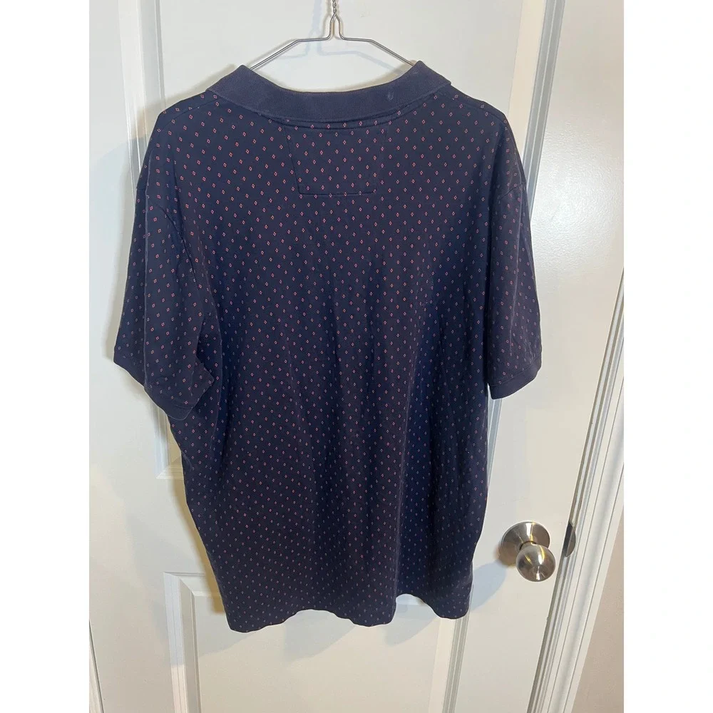 Banana Republic Mens Polo Luxury Touch Geometric‎ Print Navy Blue XL